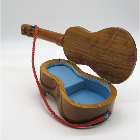 Guitar Shaped Musical Jewelry Box Works Hand Painted Wood Y Viva España - Picture 3 of 16